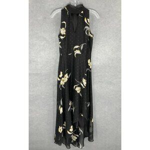 White House Black Market Dress Women 2 Halter Cutout Dark Floral Sleeveless Maxi